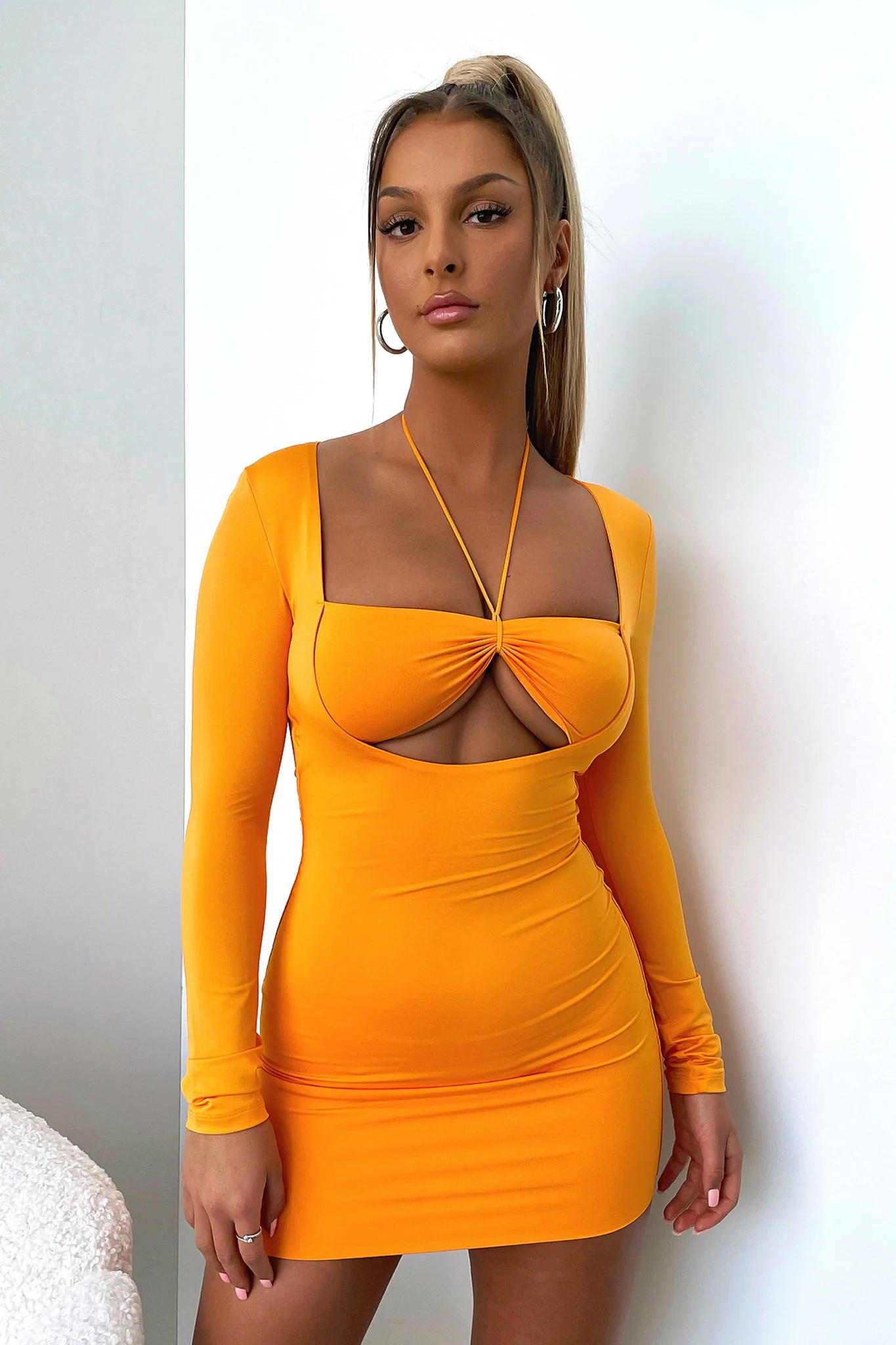 Taurus Long Sleeve Dress - Orange - XTXFMF