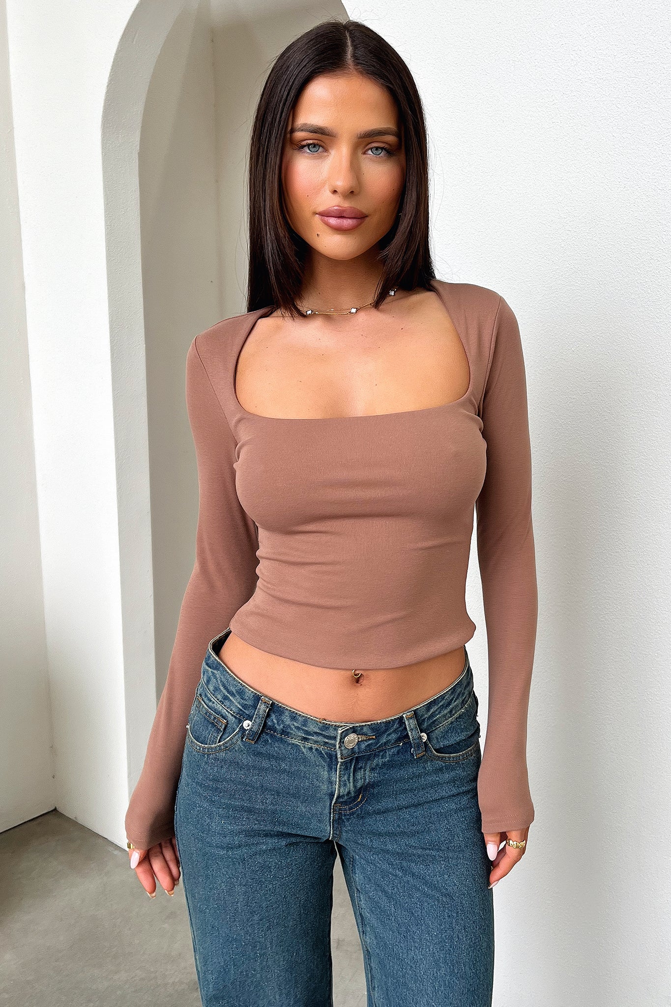 Andre Long Sleeve Top - Brown - XTXFMF