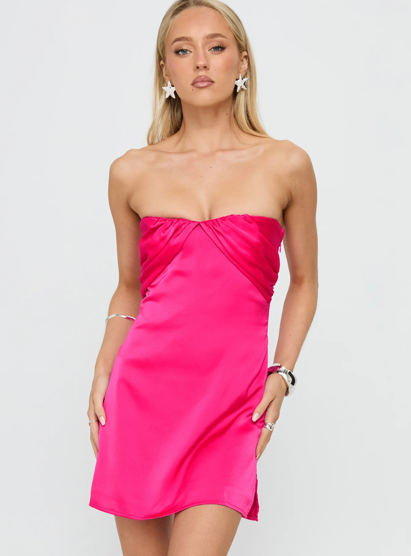 Irena Strapless Mini Dress Hot Pink - XTXFMF