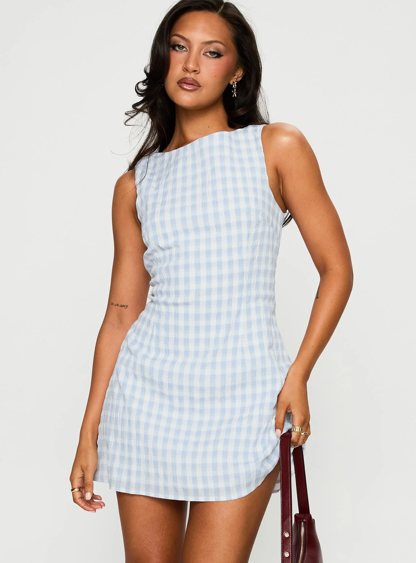 Alfalfa Mini Dress Blue Check - XTXFMF