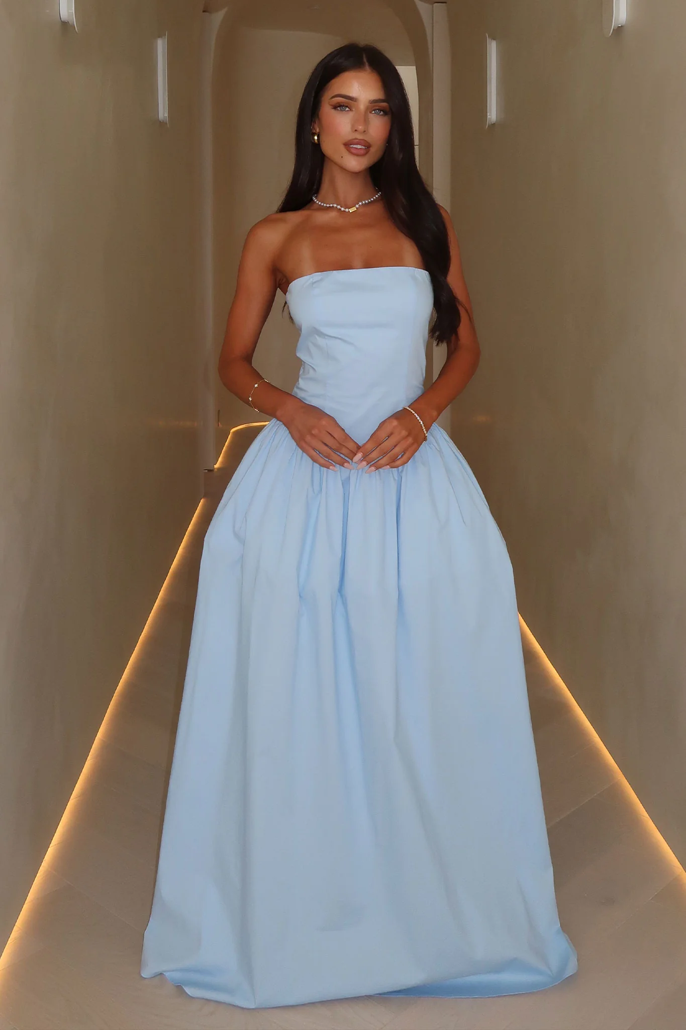 Iridessa Strapless Maxi Dress - Baby Blue - XTXFMF