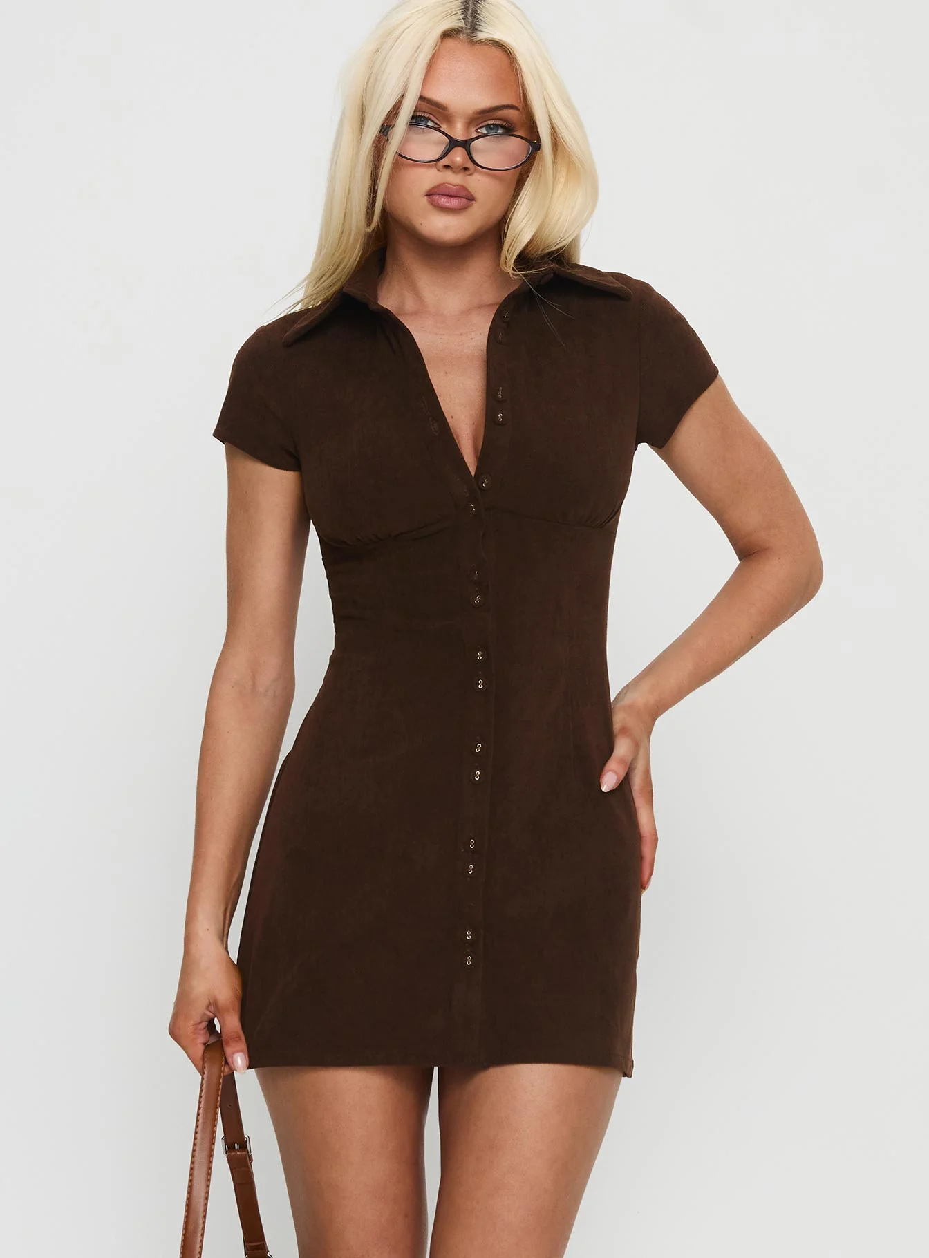 Cottesloe Corduroy Mini Dress Chocolate - XTXFMF