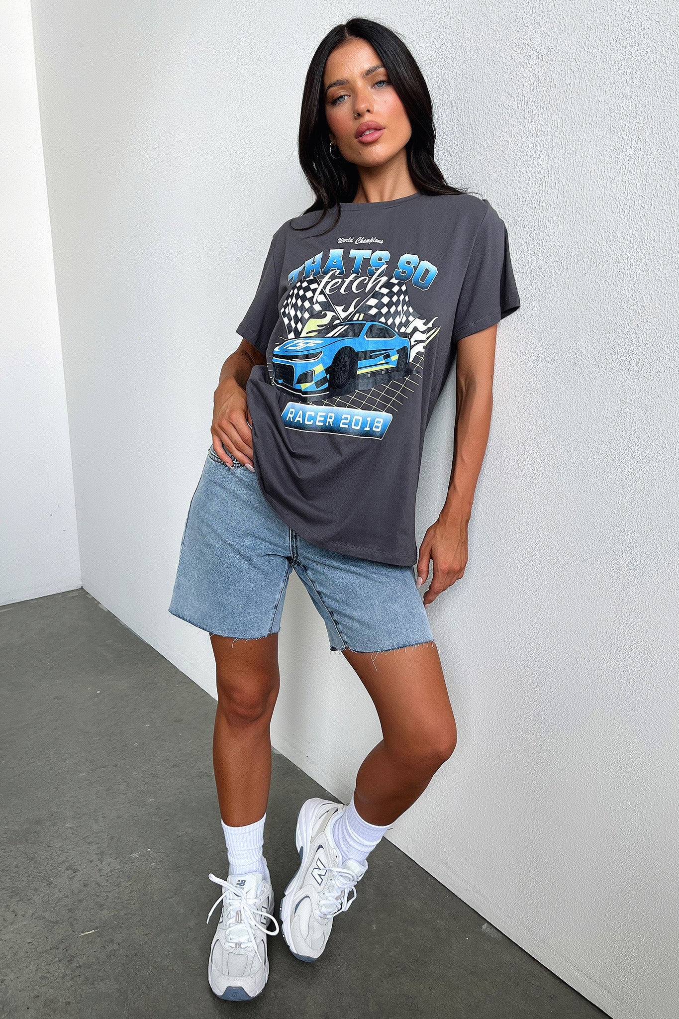 Homestretch Oversized Tee - Charcoal - XTXFMF