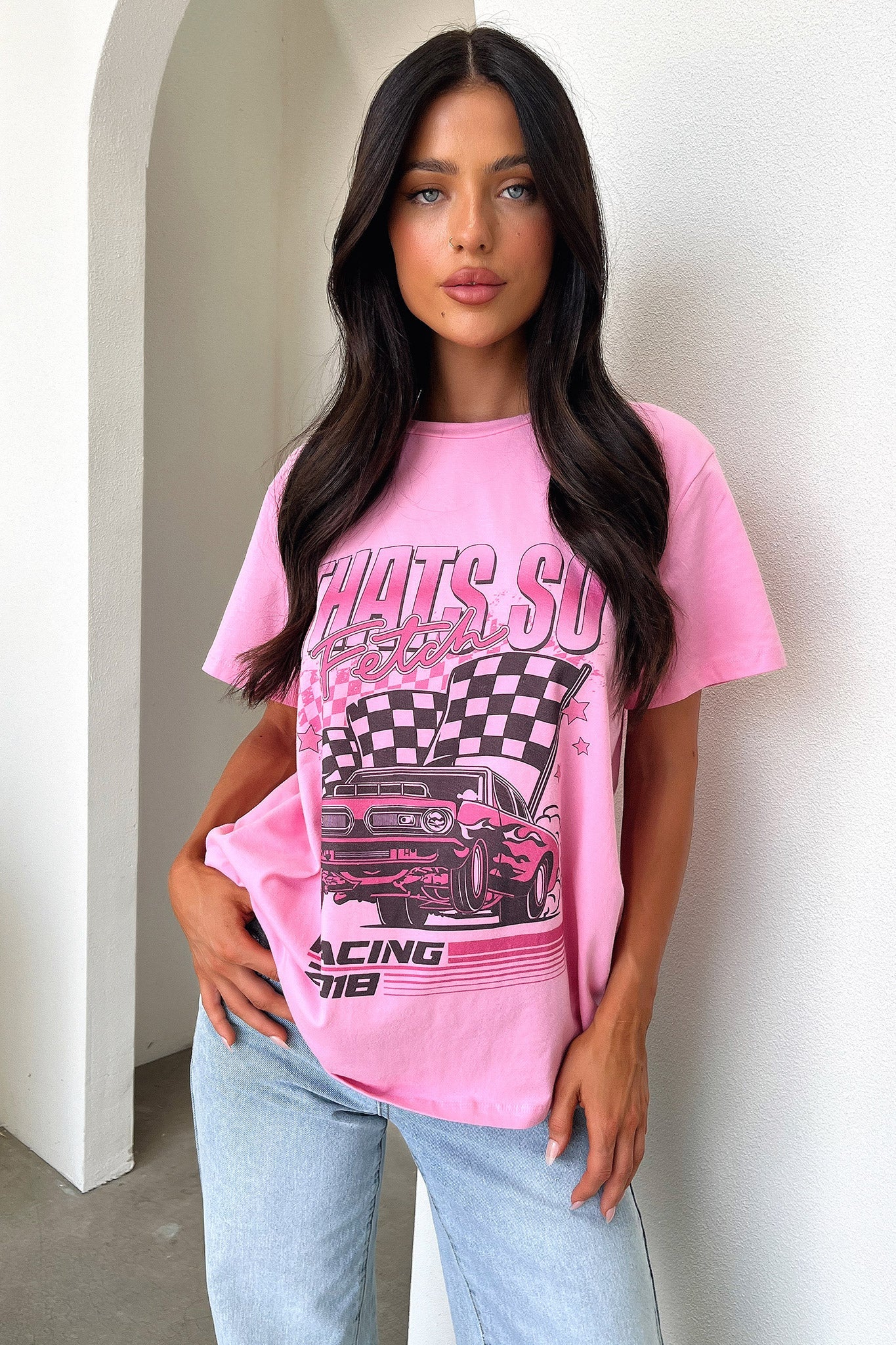 Pitstop Oversized Tee - Pink - XTXFMF