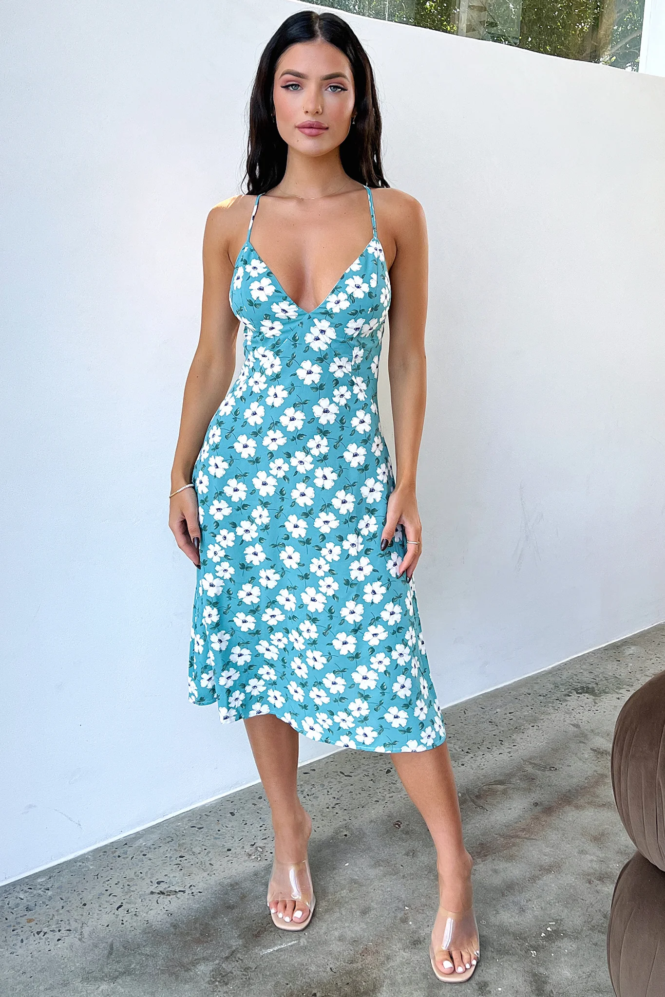 Harmony Midi Dress - Green Floral - XTXFMF