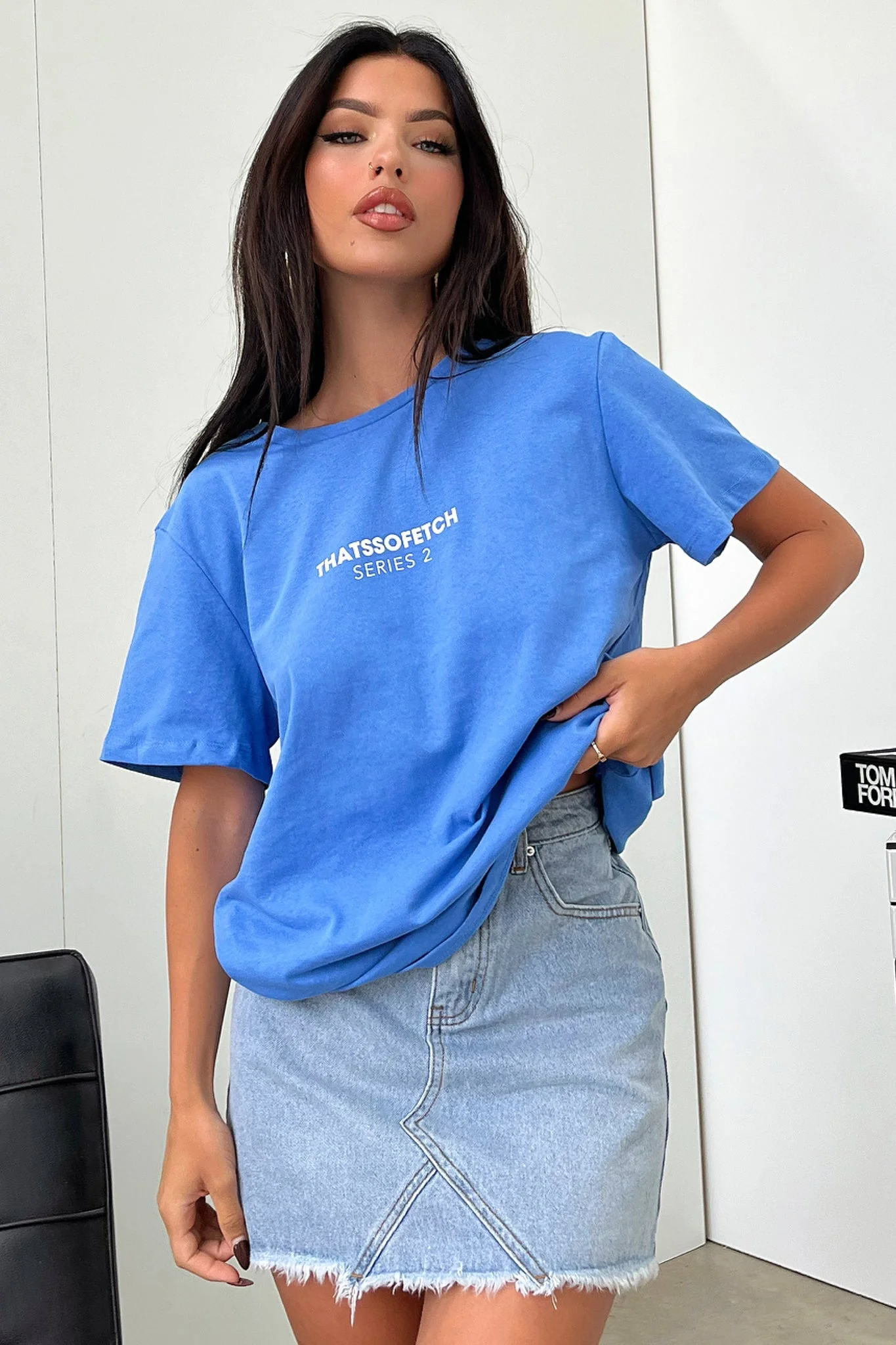 Henley Denim Skirt - Blue Denim - XTXFMF