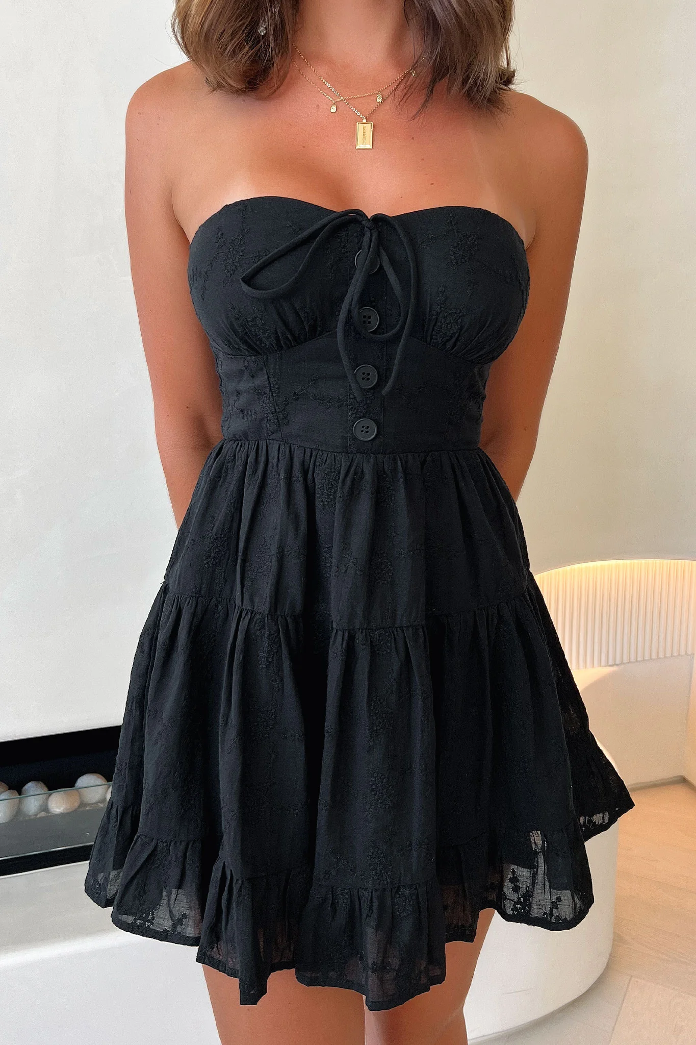 Ruby Strapless Mini Dress - Black - XTXFMF