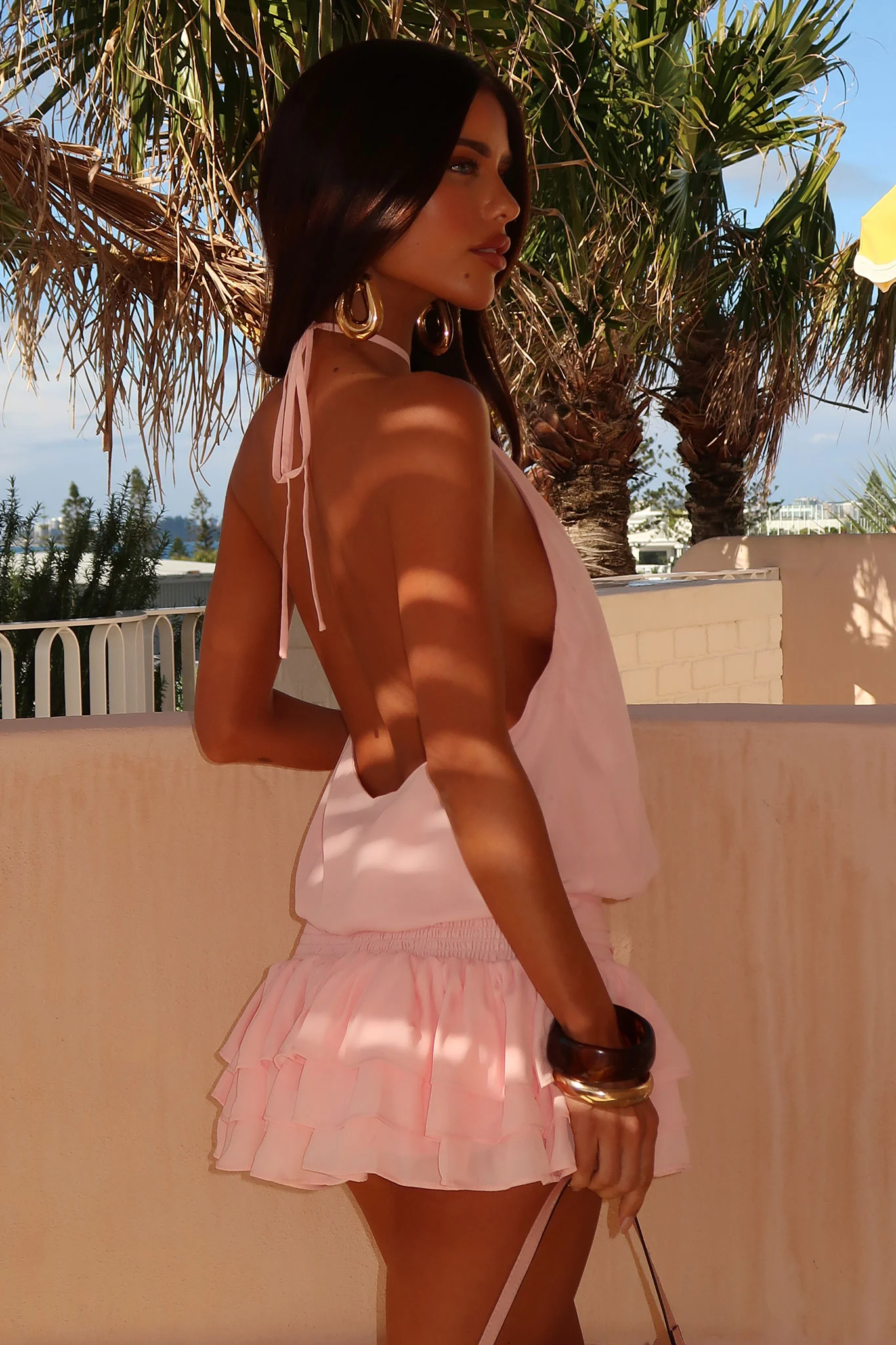 Latina Open Back Mini Dress - Baby Pink - XTXFMF