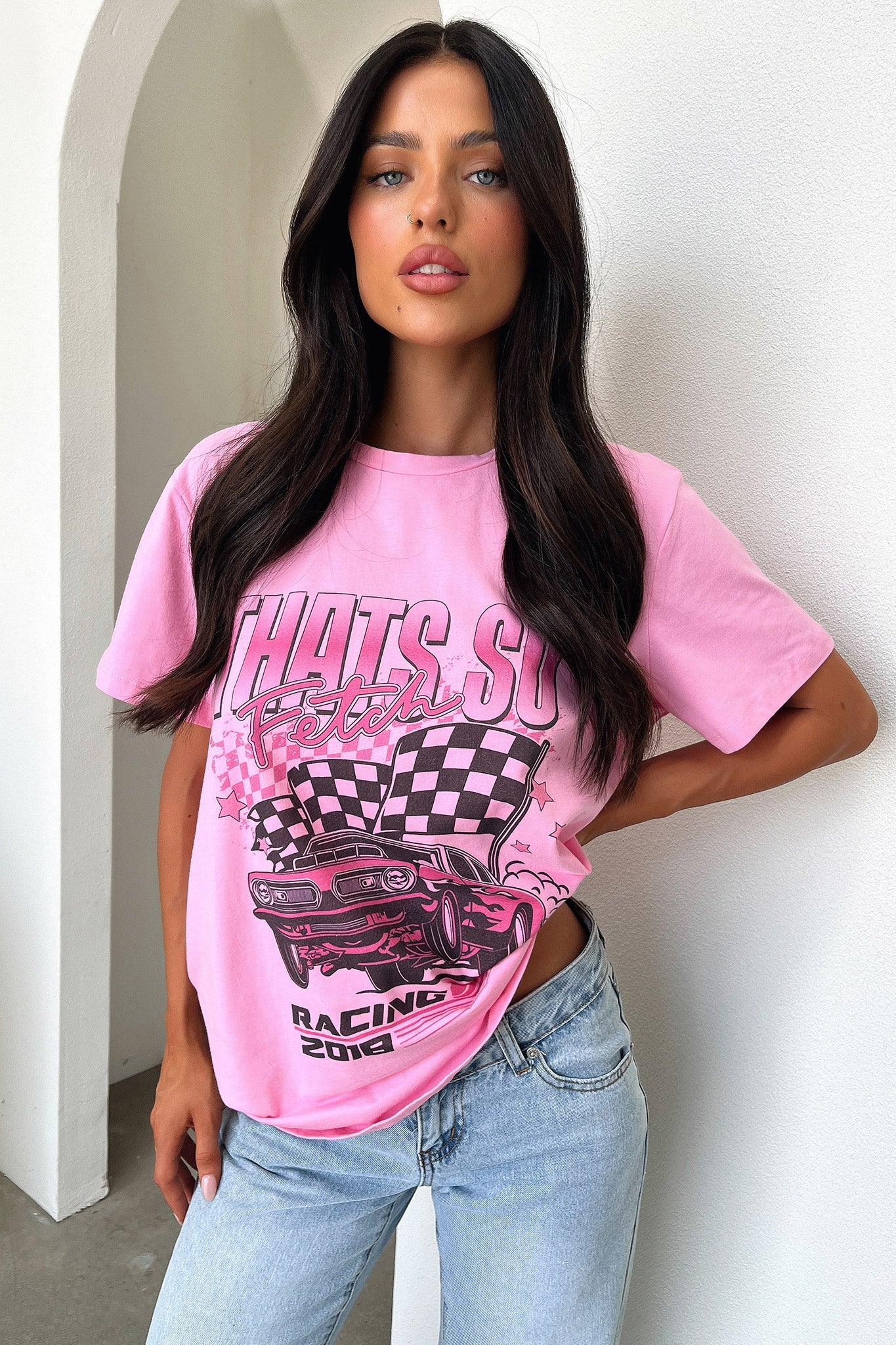 Pitstop Oversized Tee - Pink - XTXFMF