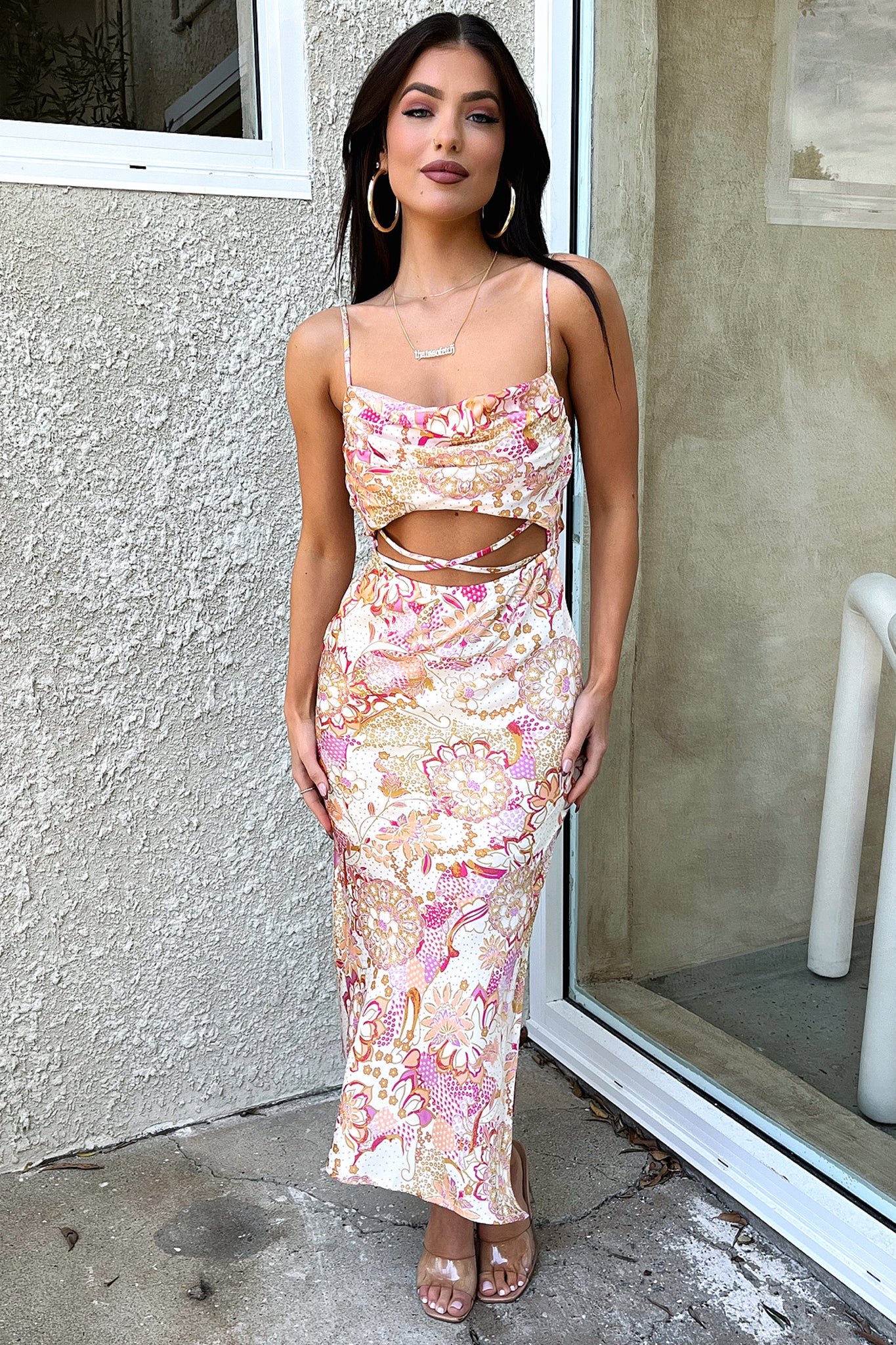 Florence Midi Dress - Pink Floral - XTXFMF