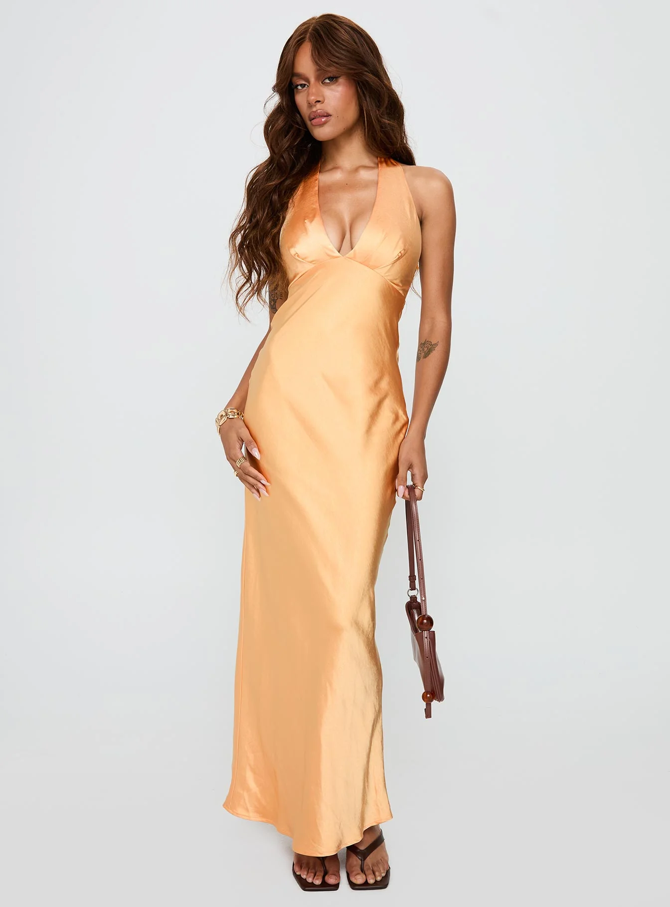 Good For You Halter Maxi Dress Orange - XTXFMF