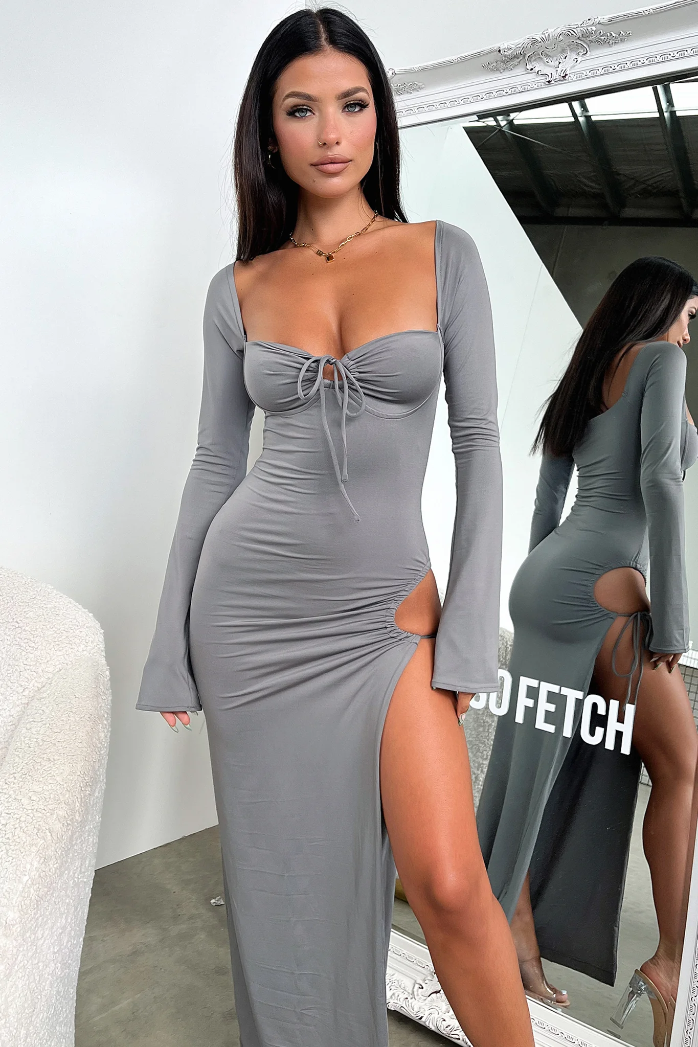 Noor Maxi Dress - Grey - XTXFMF