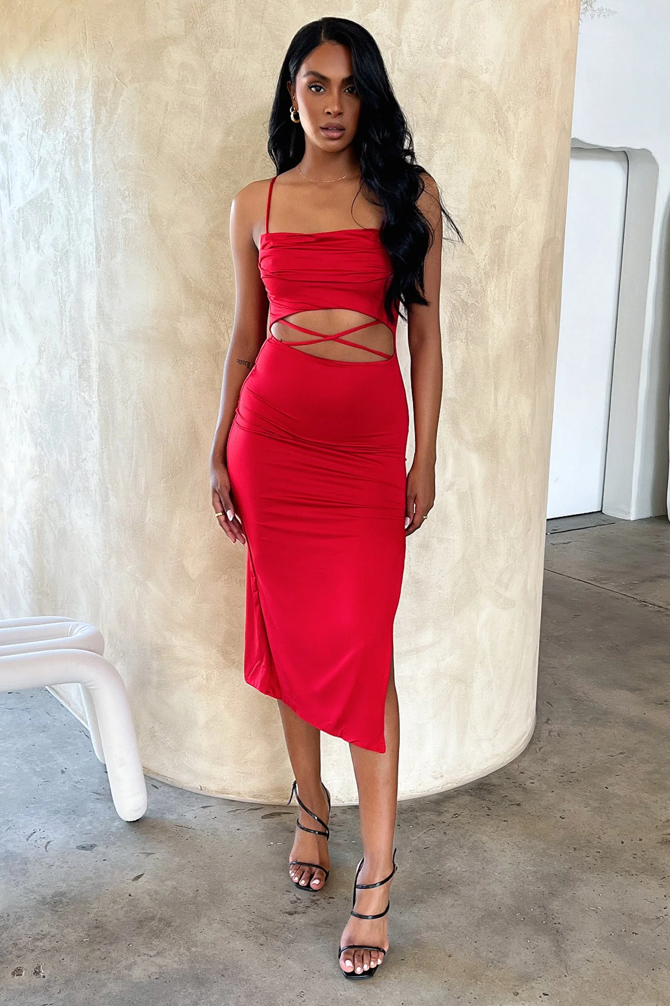 Releck Midi Dress - Red - XTXFMF