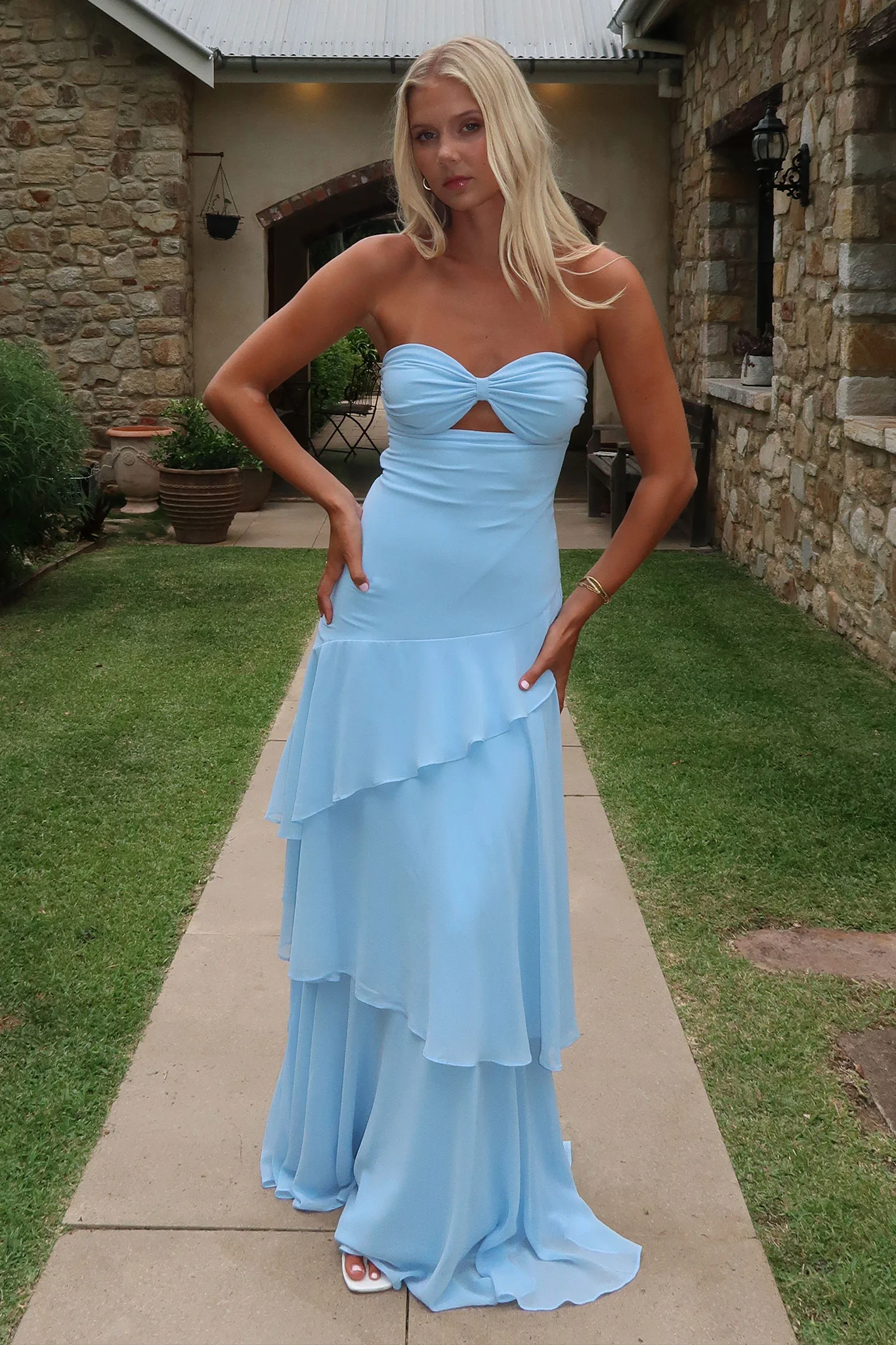 Gretta Strapless Maxi Dress - Blue - XTXFMF