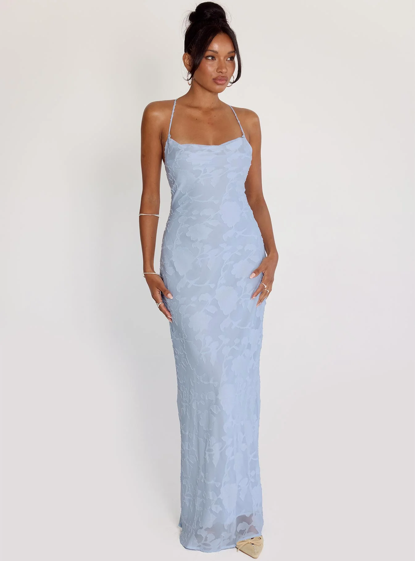 Celena Maxi Dress Blue Burnout - XTXFMF