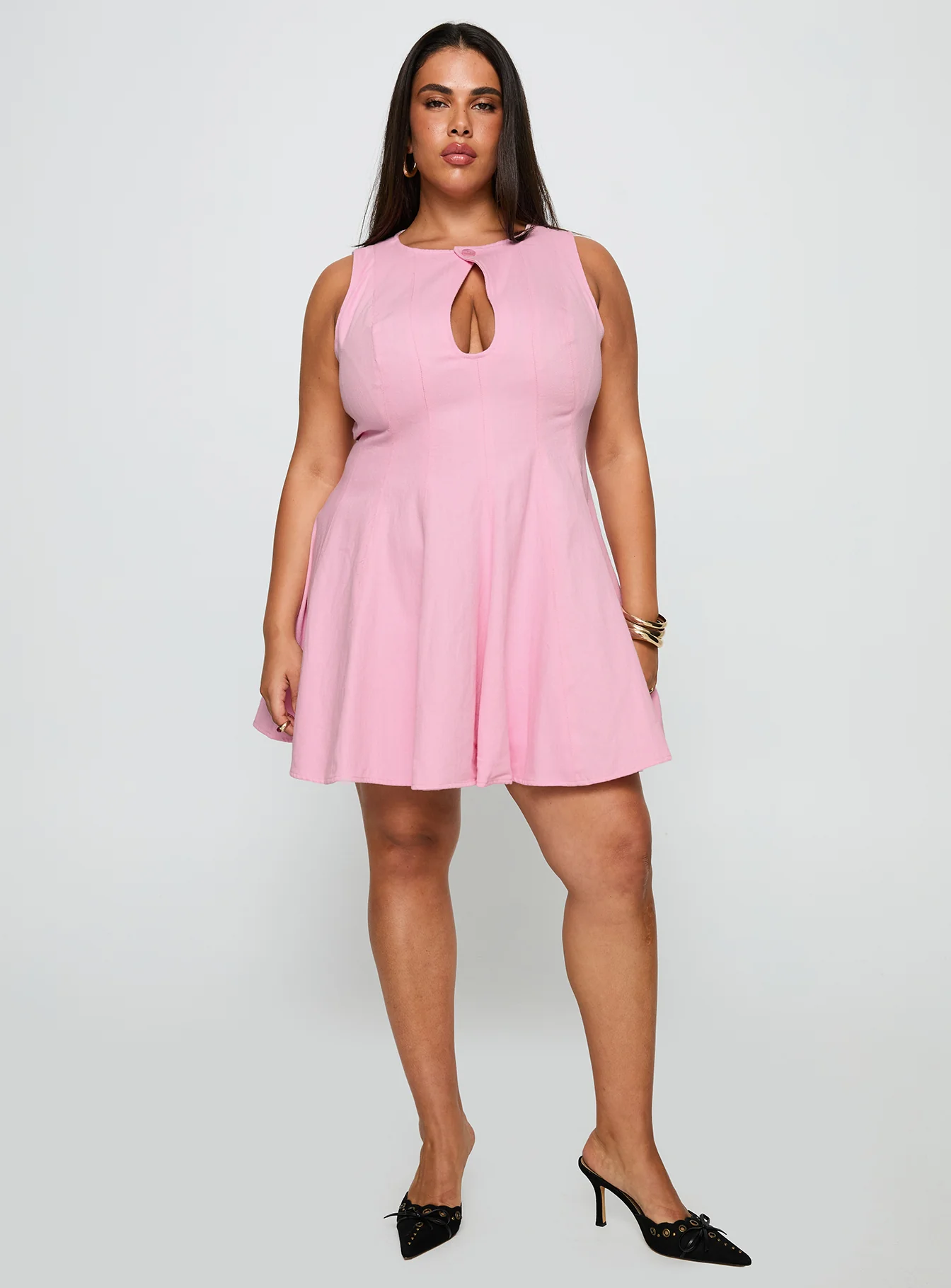 Precedence Keyhole Mini Dress Pink Curve - XTXFMF