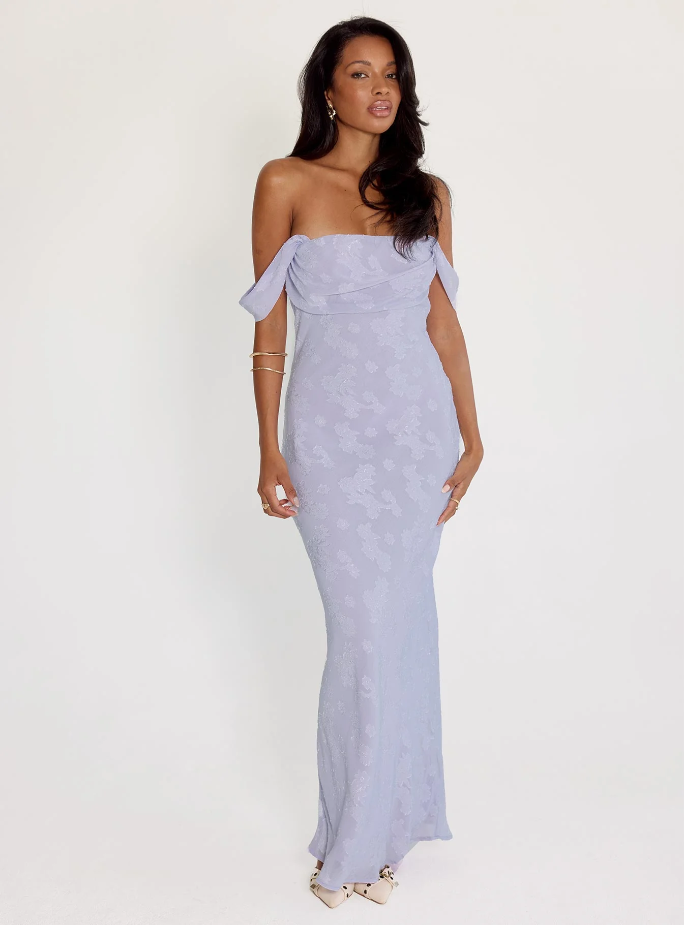 Azura Off The Shoulder Maxi Dress Lilac - XTXFMF