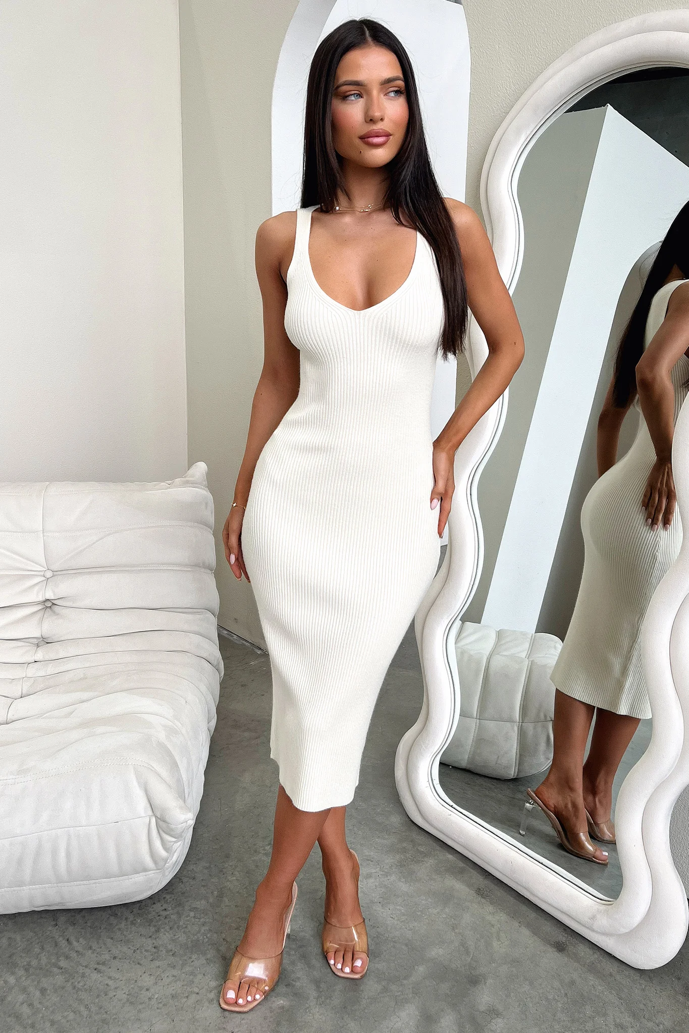 Tamarisa Midi Dress - Beige - XTXFMF