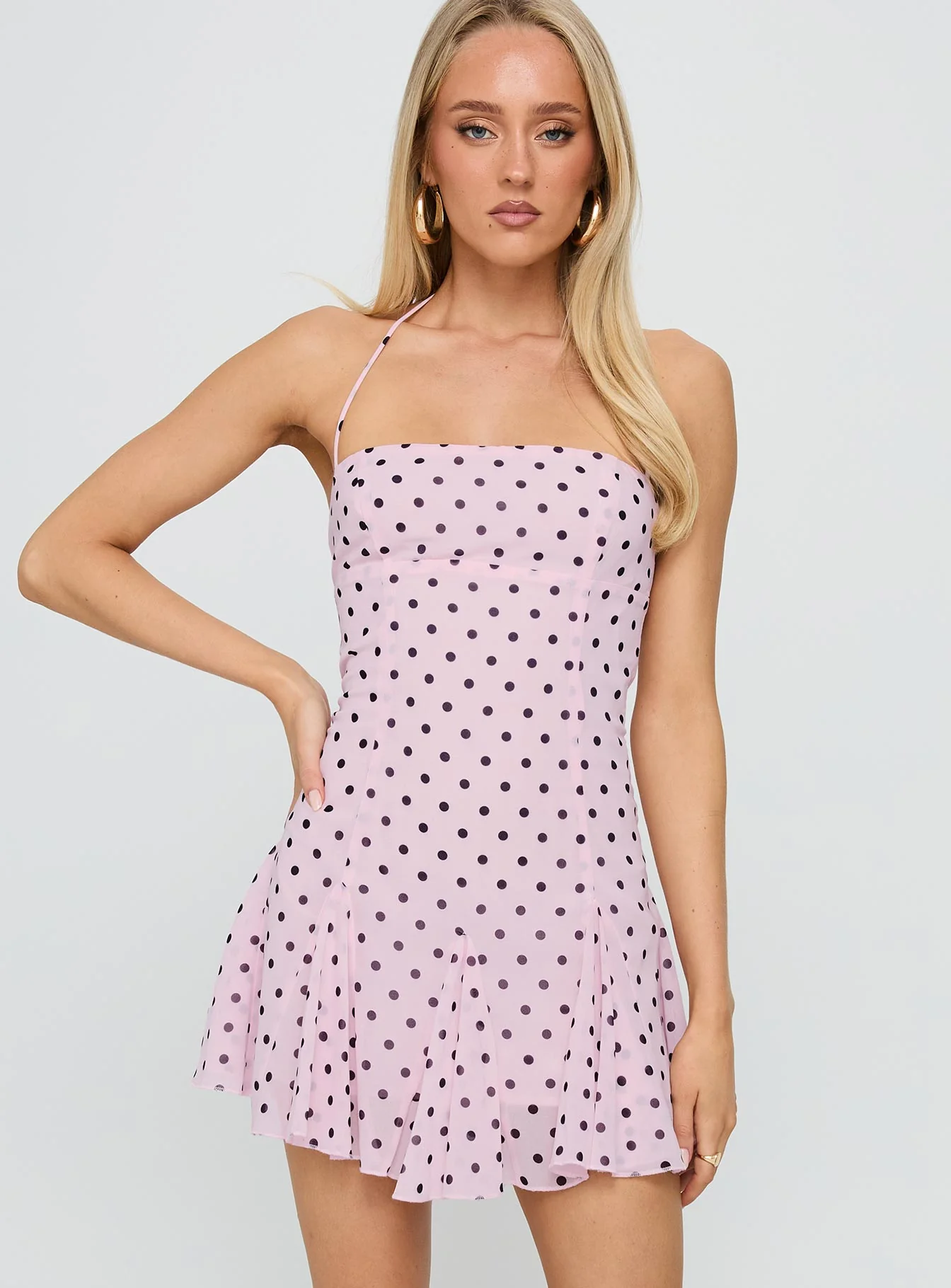 Delamere Mini Dress Pink / Black Polka - XTXFMF