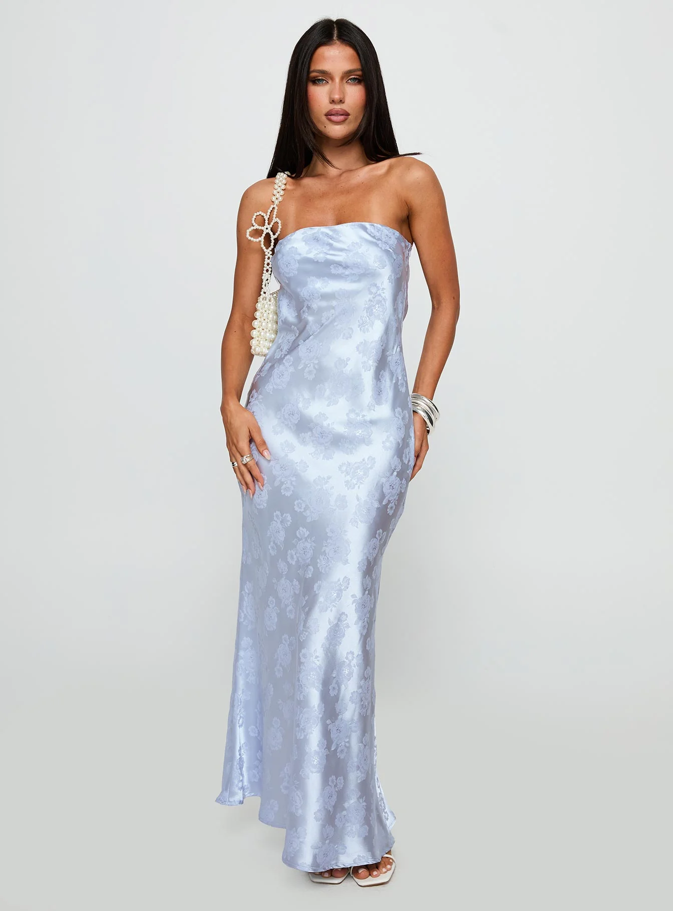 Haley Maxi Dress Blue Jacquard - XTXFMF