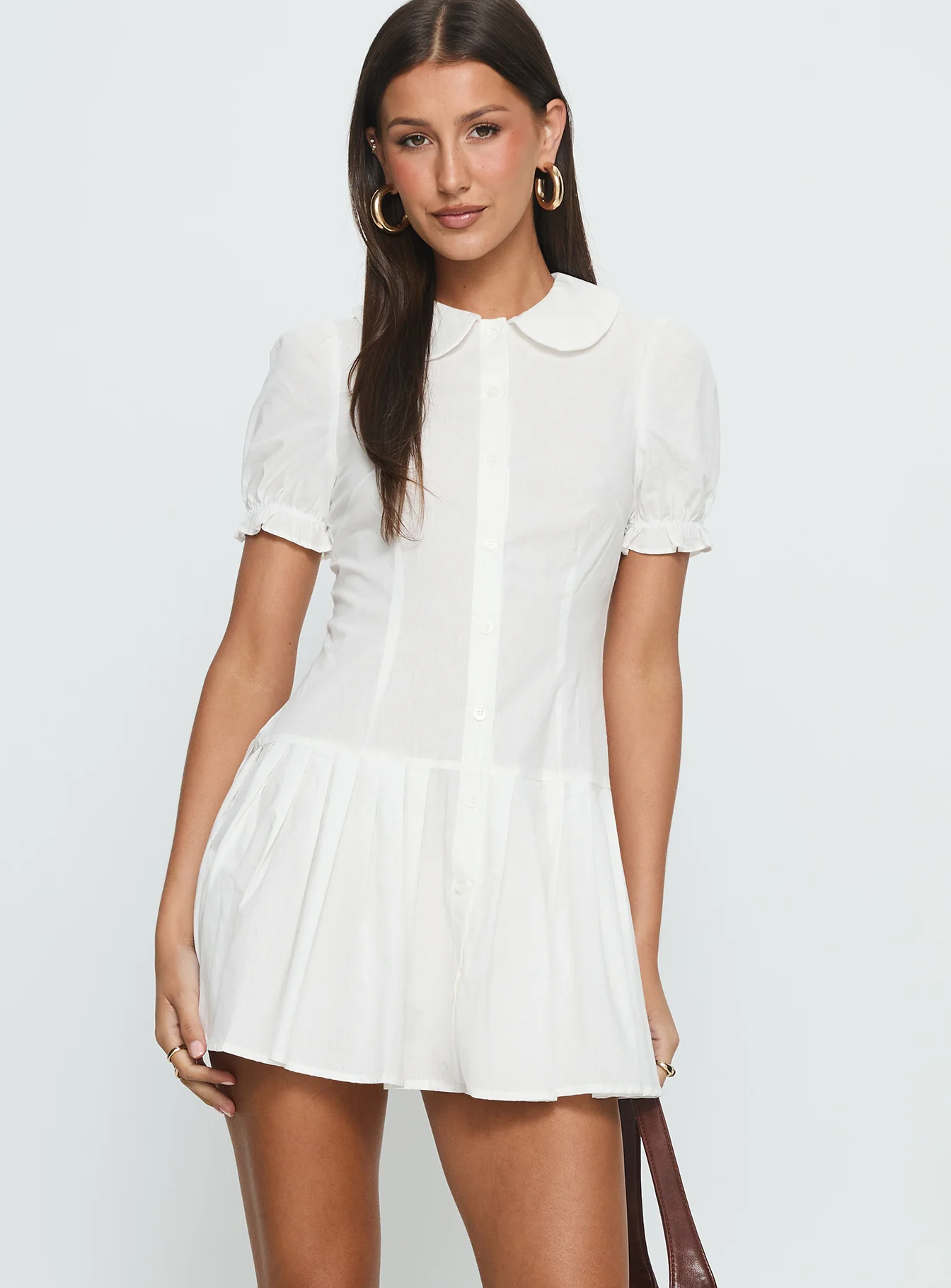 Lisette Pleat Mini Dress White - XTXFMF