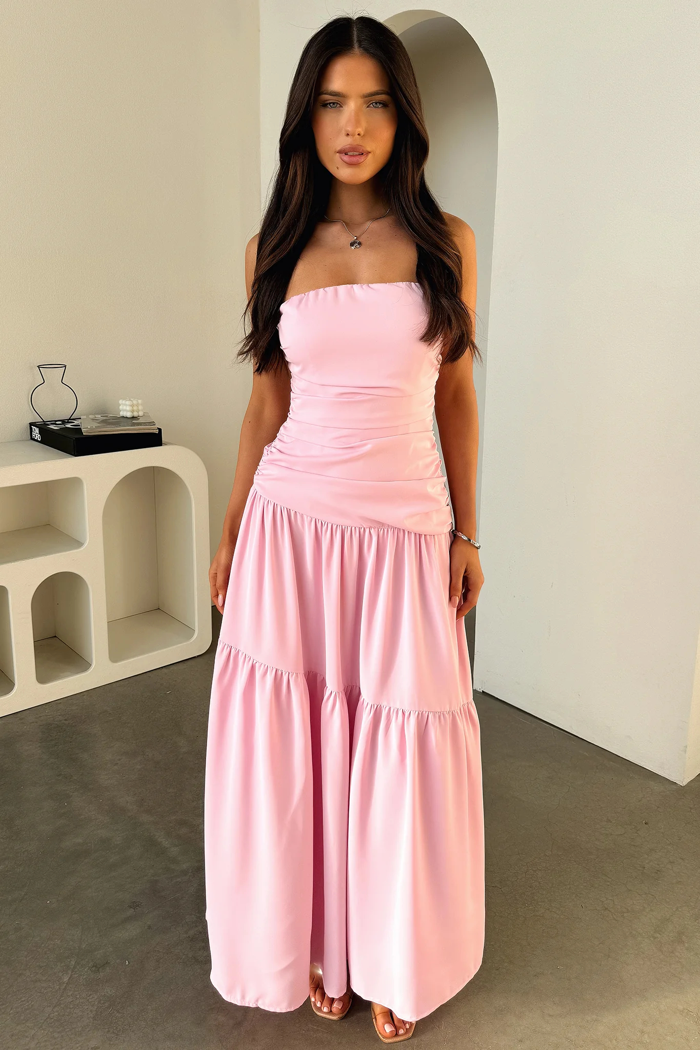 Charlotte Strapless Maxi Dress - Pink - XTXFMF