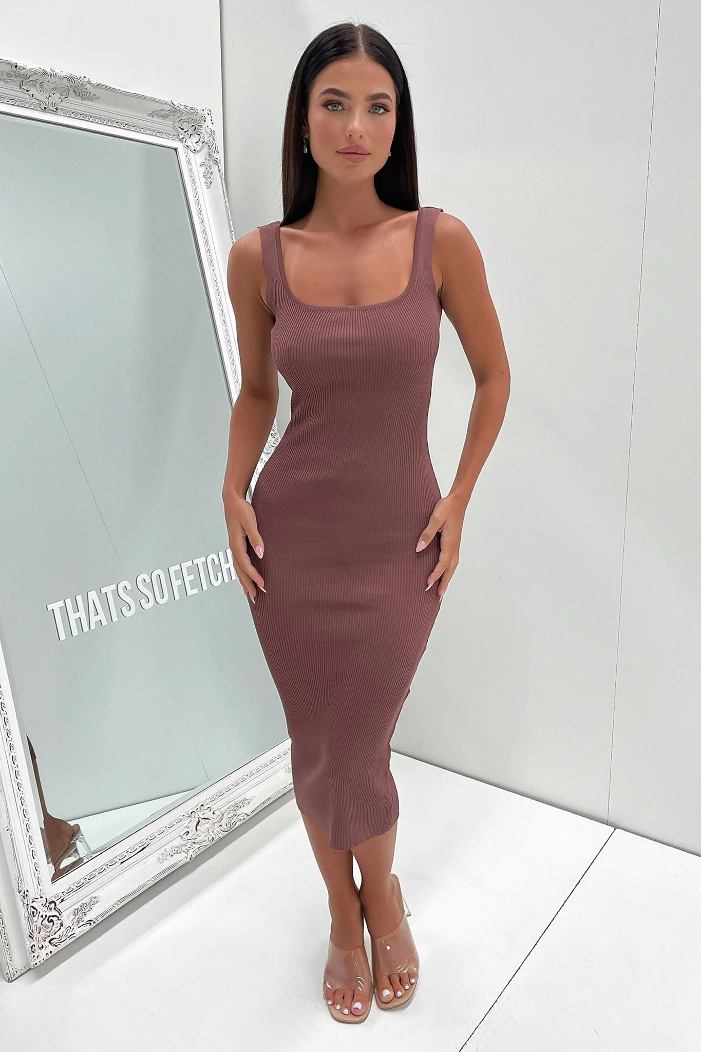 Neeha Midi Dress - Brown - XTXFMF