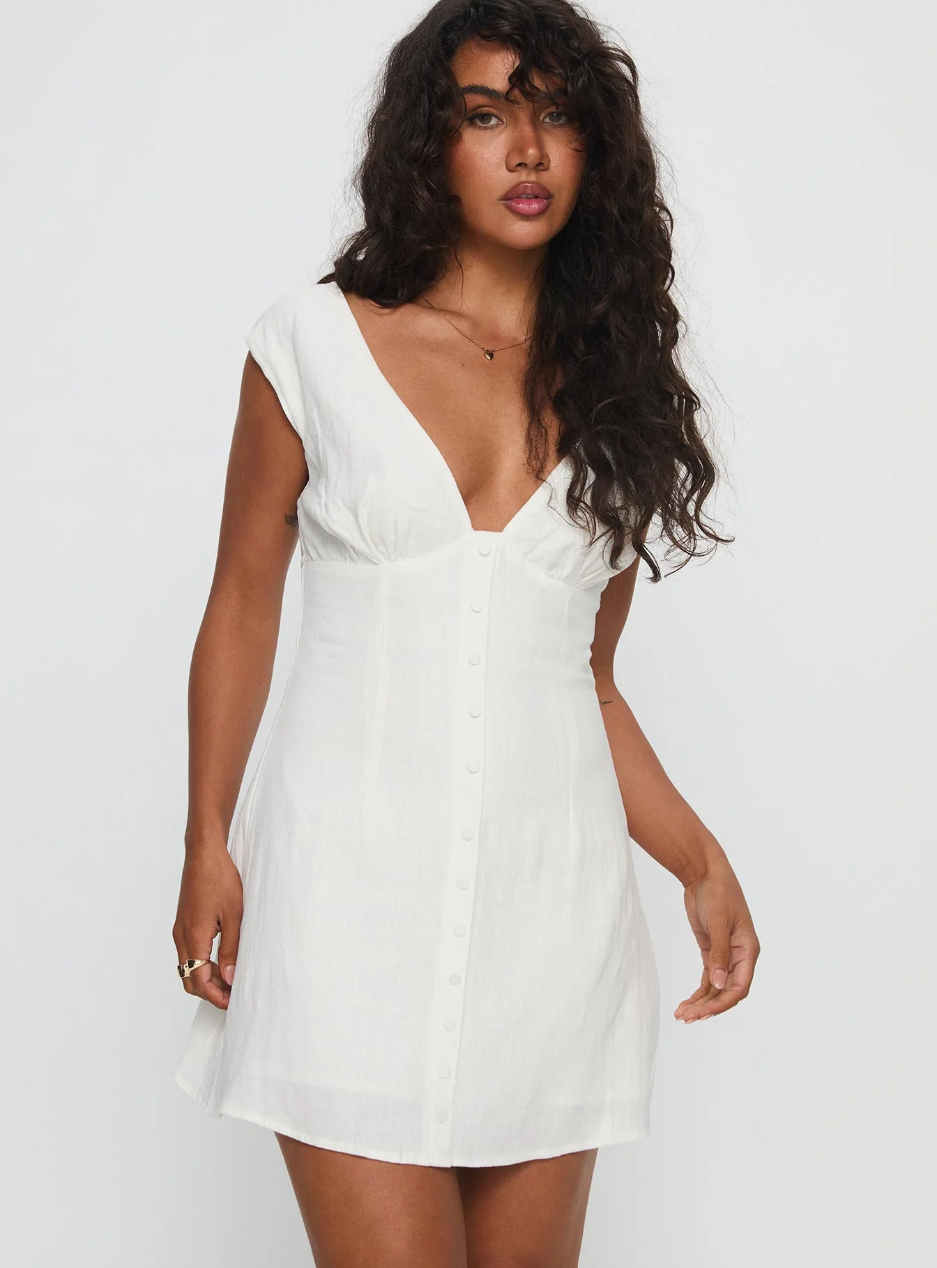 Lover Like Me Linen Mini Dress White - XTXFMF