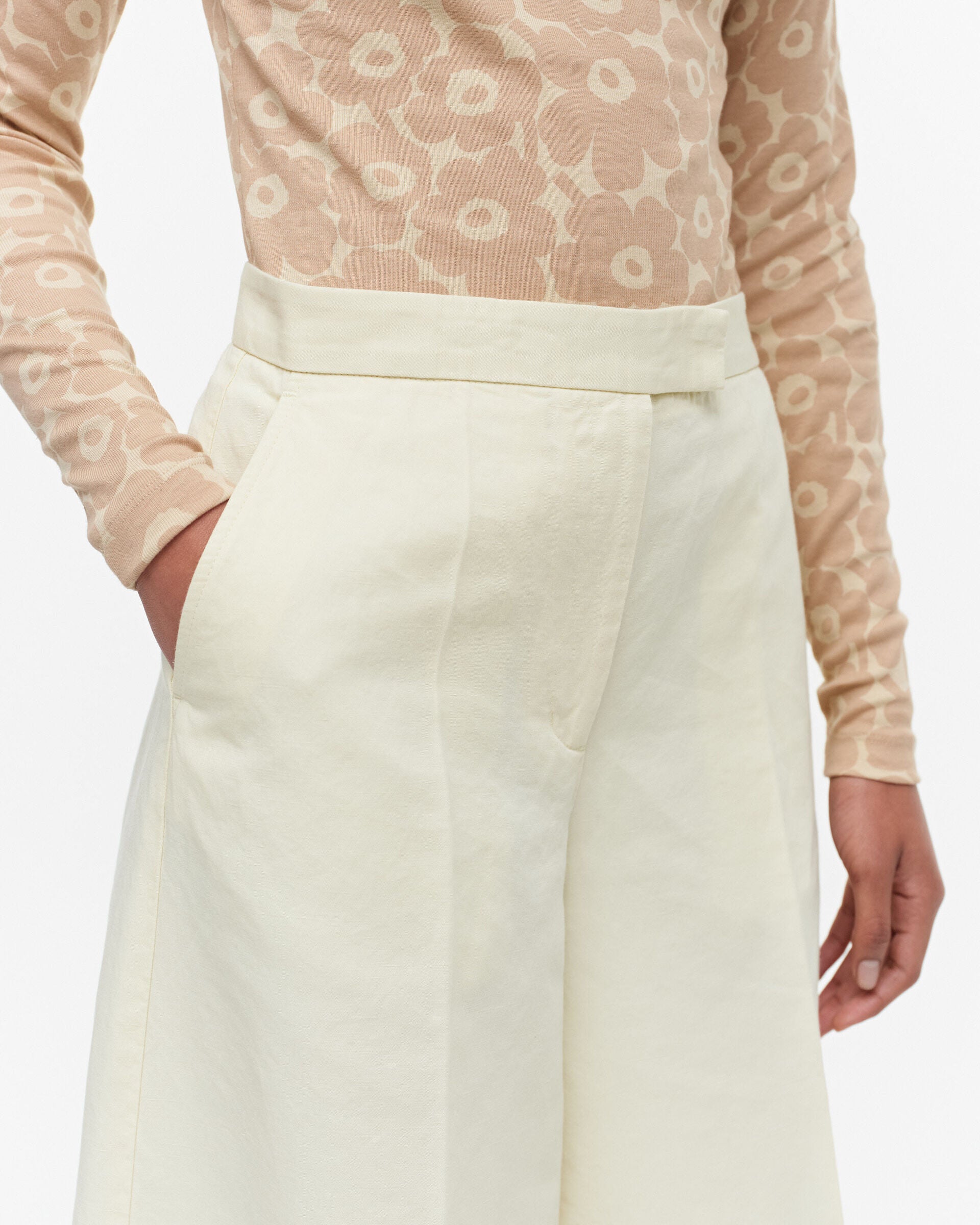 Marimekko Kuulle Solid cotton-linen trousers | Marimekko Outlet