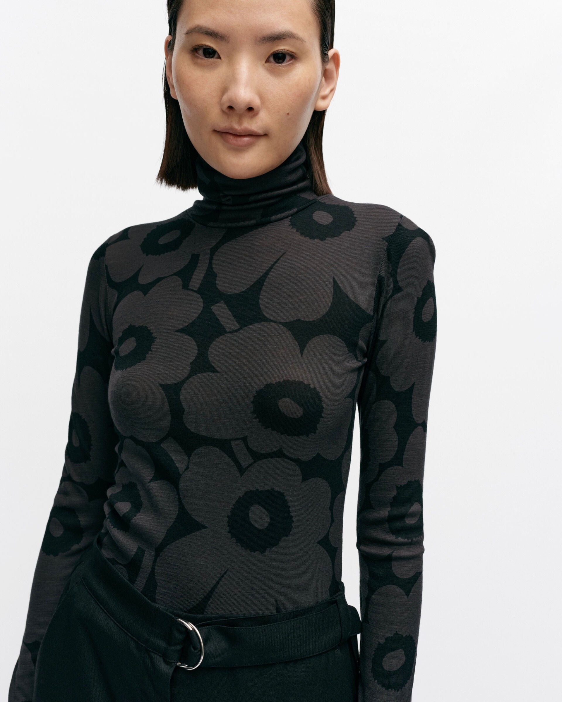 Marimekko Vilina Unikko wool turtleneck top | Marimekko Outlet