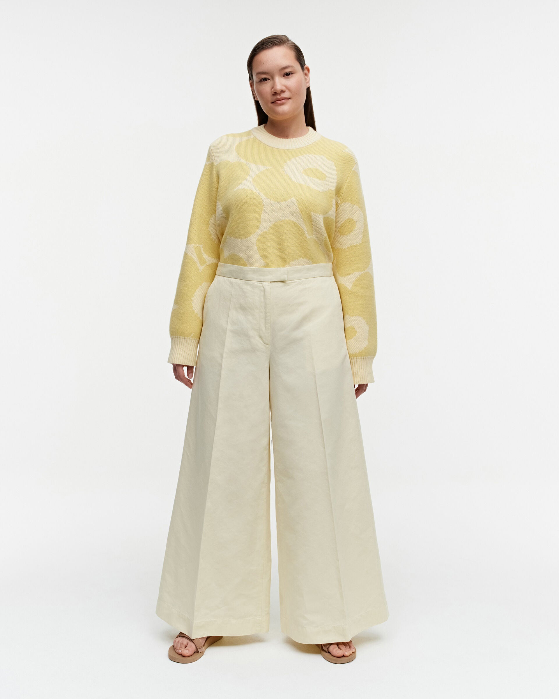 Marimekko Kuulle Solid cotton-linen trousers | Marimekko Outlet