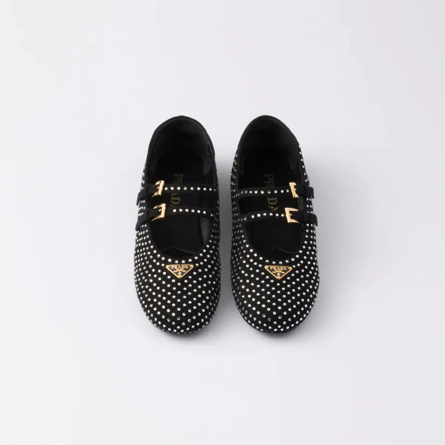PRADA Surface of wool Flat Shoes black Ballet Shoes