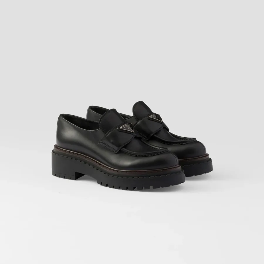 PRADA Black leather loafers