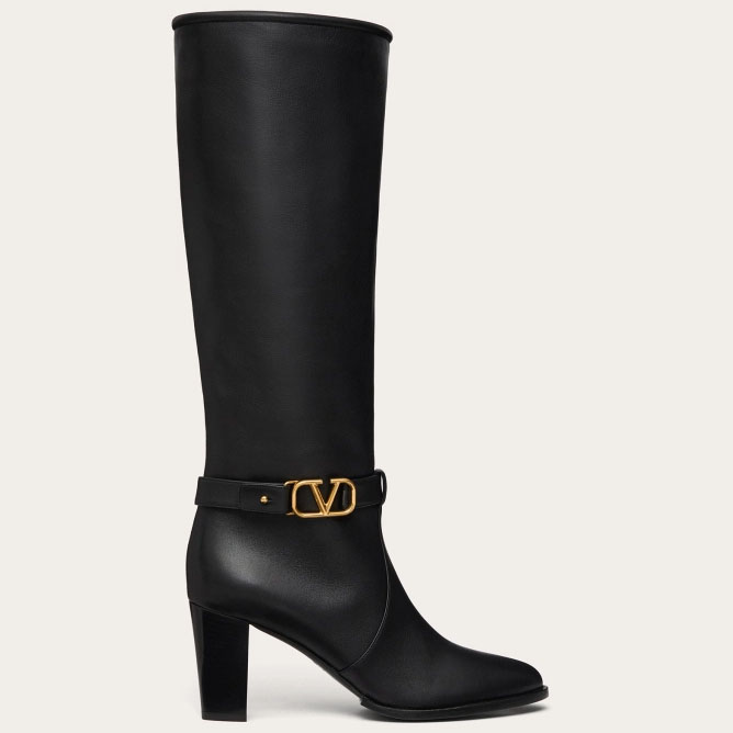 VALENTINO VLOGO SIGNATURE Botas de couro bezerro (salto de 7,5cm)