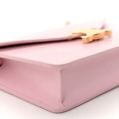 Celine Triomphe Margo Wallet on Chain Pastel Pink Shiny Calfskin Leather Gold Hardware