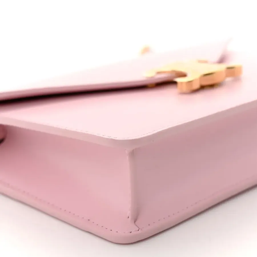 Celine Triomphe Margo Wallet on Chain Pastel Pink Shiny Calfskin Leather Gold Hardware