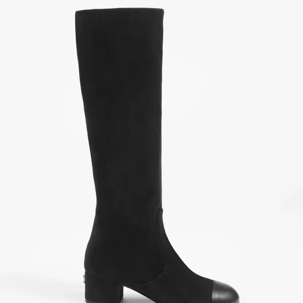 Chanel Long boots black suede, calfskin, sheepskin