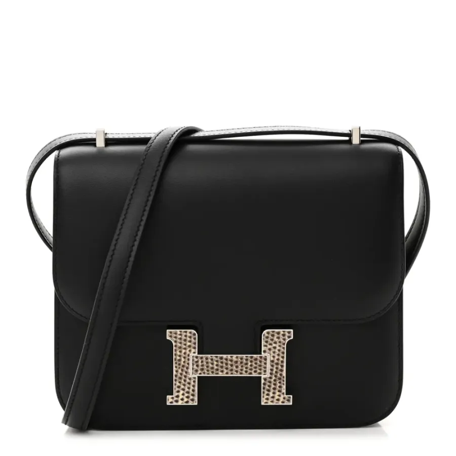 Hermès Constance 18 Black Ombre Veau Monsieur & Lizard Leather Palladium Silver Hardware