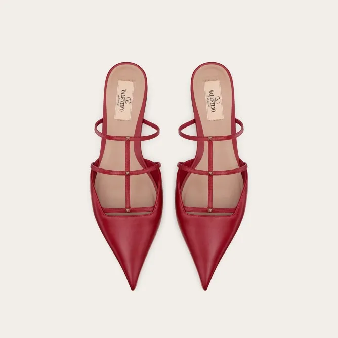 VALENTINO Red Calfskin microheeled Mill slippers