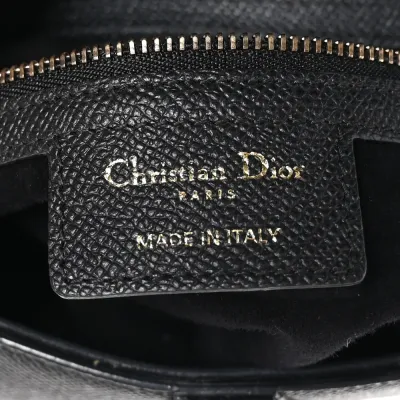 Dior Medium Saddle Bag Black Grained Calfskin Leather Gold Hardware