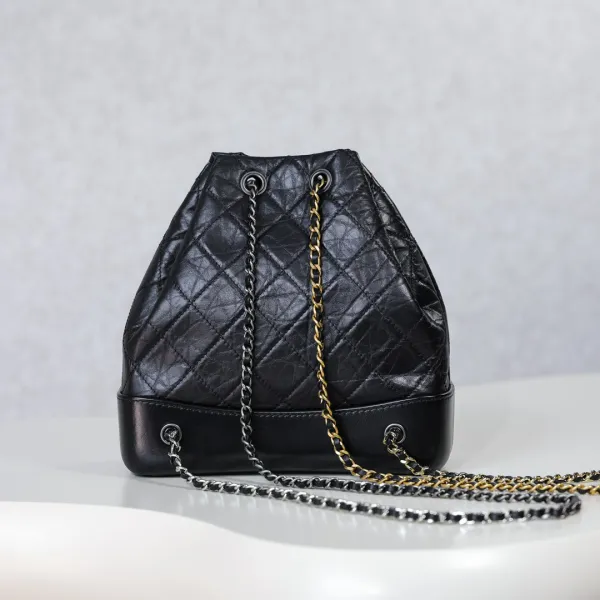 Chanel Black / Blue / White / Pink / Milk tea color Quilted Leather Backpacks - Image 5