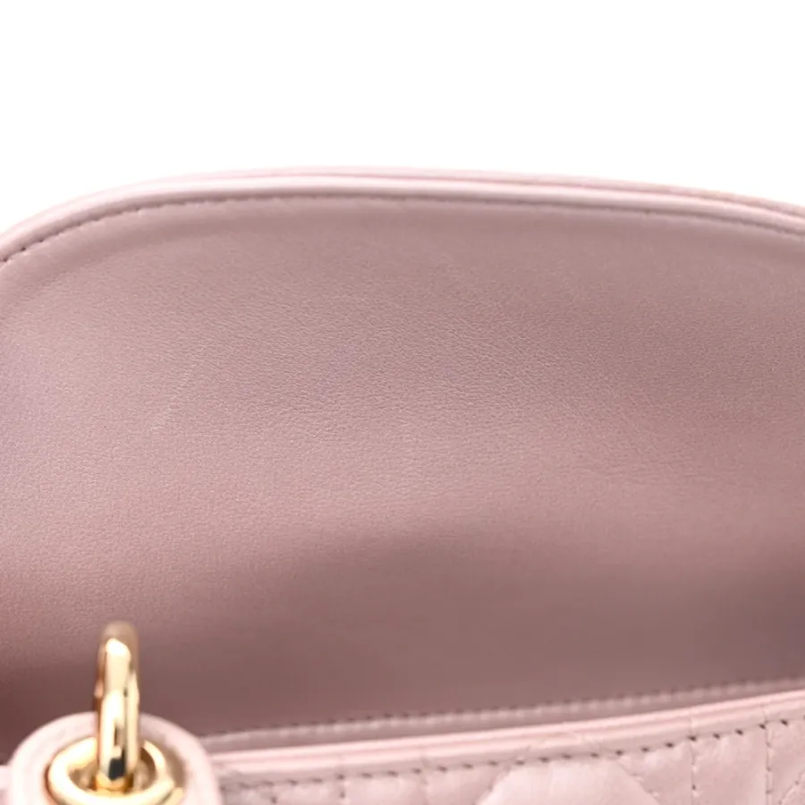 Dior Mini Lady Dior Lotus Metallic Cannage Lambskin Leather Light Gold Hardware