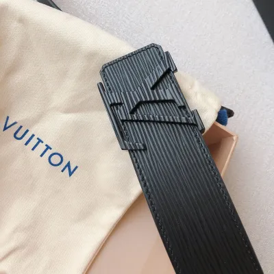 Louis Vuitton Men's Initiales Epi Belt In Black Calfskin With Black/Gold/Silver Hardware 40mm