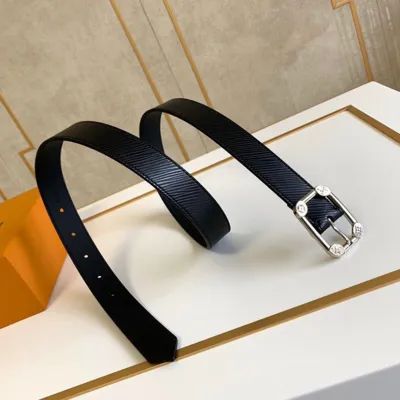 Louis Vuitton Women's Malletier Square Buckle Belt In Black Calfskin With Silver Hardware 25mm