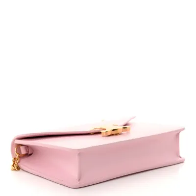 Celine Triomphe Margo Wallet on Chain Pastel Pink Shiny Calfskin Leather Gold Hardware