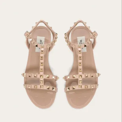 VALENTINO Black Studded flat sandals