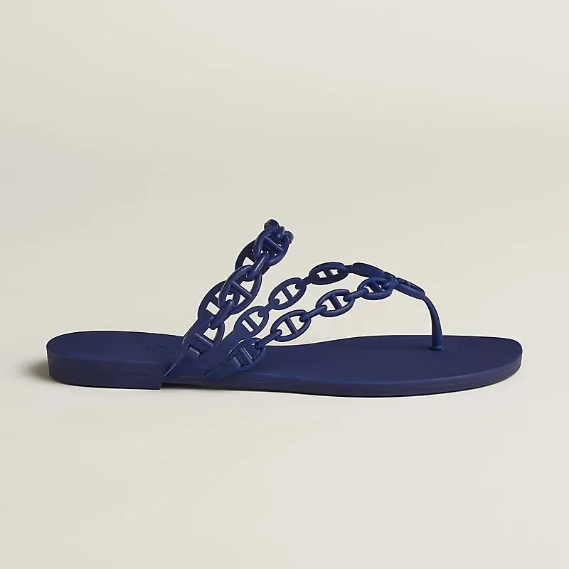 HERMES Island Blue Slippers