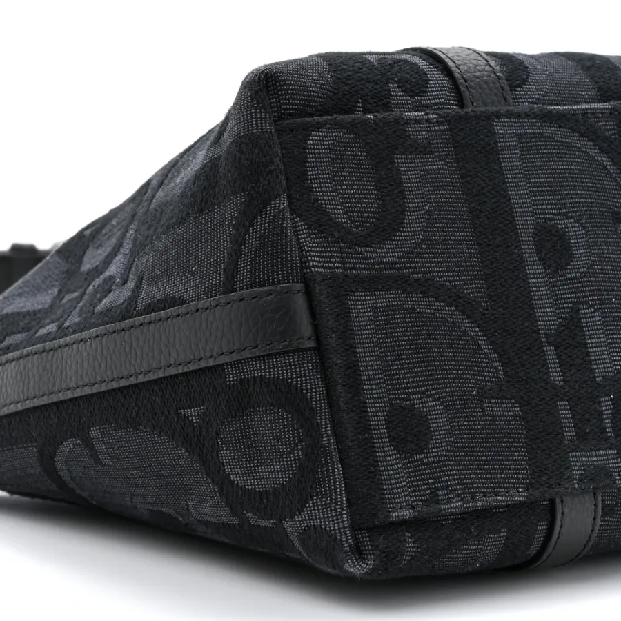 Dior Medium Weekender 25 Bag Black Maxi Oblique Canvas Ruthenium Hardware