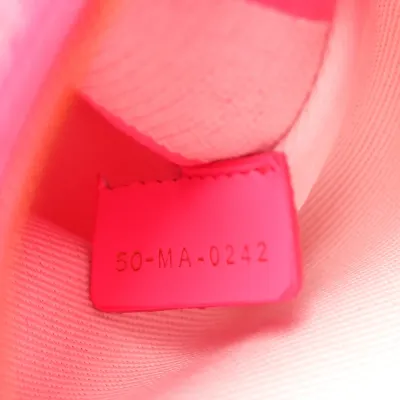 Dior Medium Toile De Jouy Lady D-Lite Fluorescent Pink Reverse Embroidered Canvas Gold Hardware