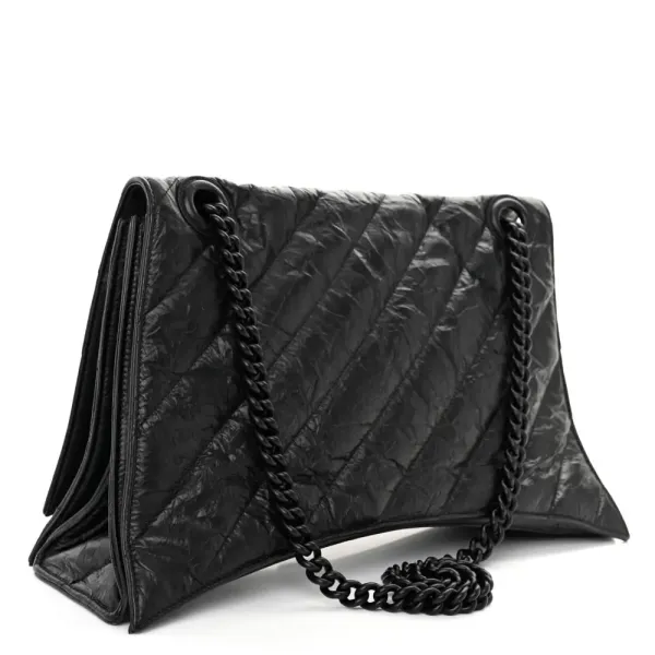 Balenciaga Medium Crush Chain Bag Black Quilted Crushed Calfskin Leather Black Hardware - Image 3